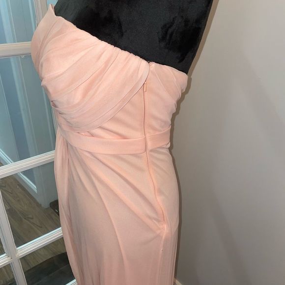 David’s Bridal Long Strapless Mesh Dress with Side Draping Size 6 - Picture 3 of 7